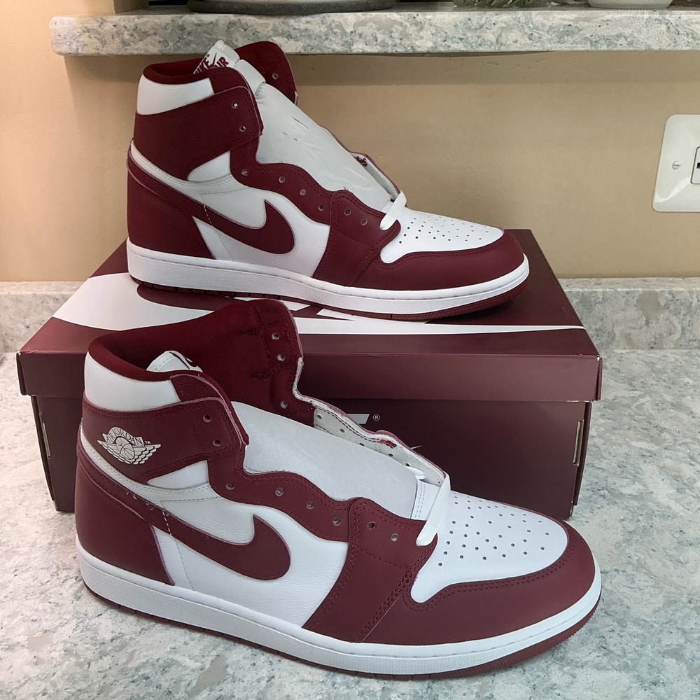 Nike Air Jordan 1 Retro High OG 12 White Team Red DZ5485-160 Leather Sneakers